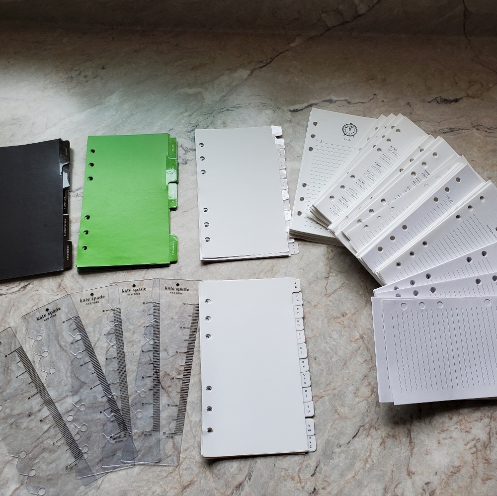 Kate Spade planner agenda organizer supplies inserts ruler tabs